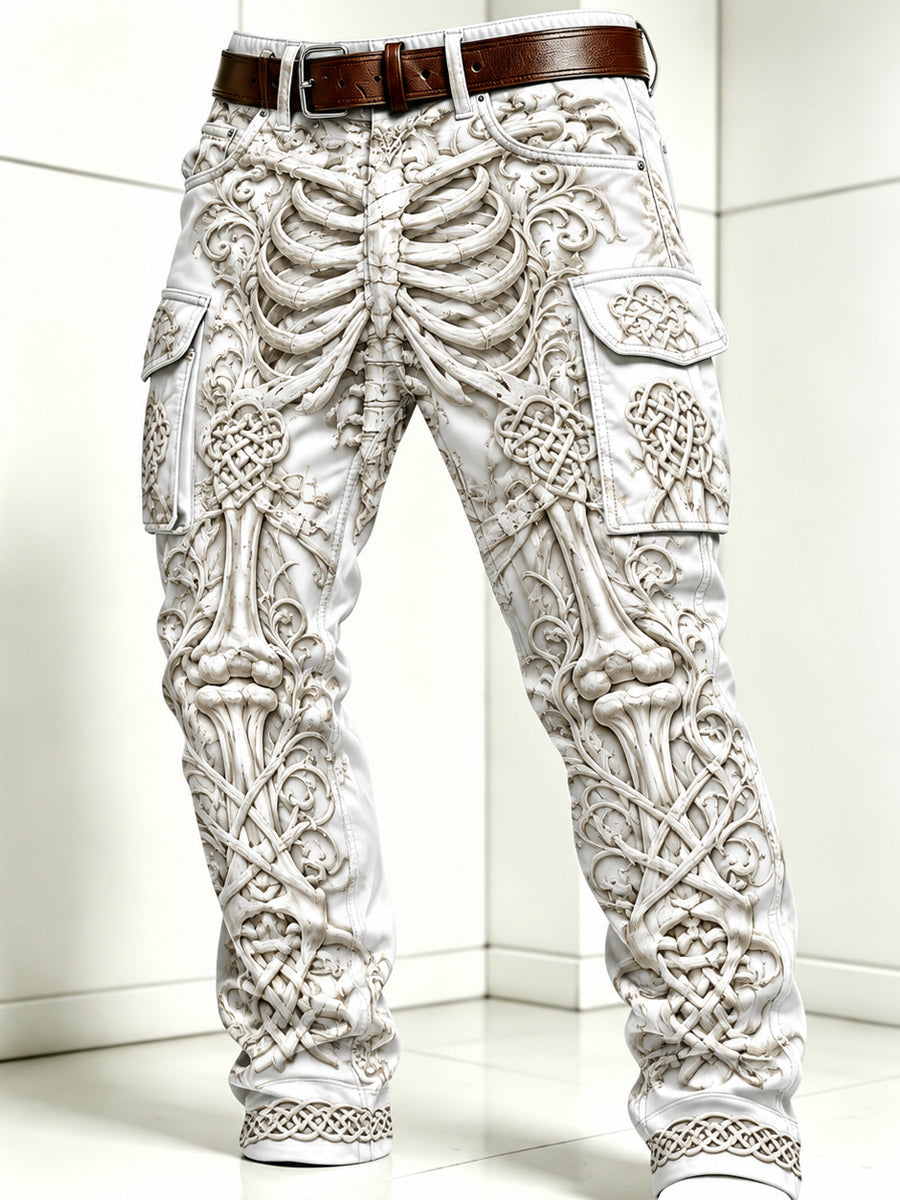 Men's Retro Style Art Print Casual Workwear Trousers